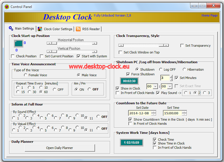 Display Desktop Clock Vista